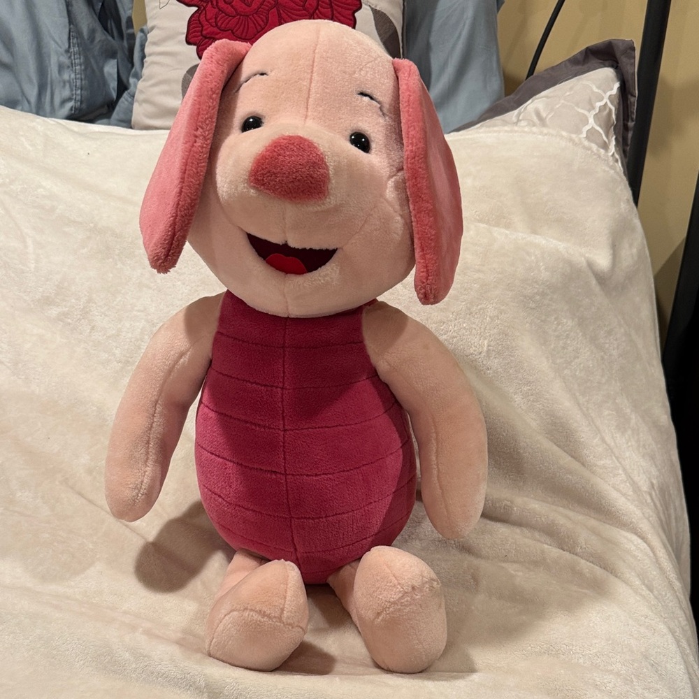 Disney Piglet plush toy inspired by Winnie the Pooh. Large Jumbo vintage Mattel